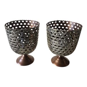 Vintage Metal Goblets with Intricate Design